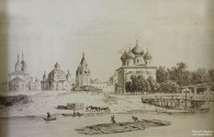 А. Ушаков. Вид вологодских соборов. 1853 г. Гравюра, фотокопия