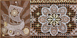 Панно ''Юбилейное'' (150х130). 1999 г. Фрагмент. Худ. Н.В. Харламова. Выставочный зал ЗАО ''Гипюр''. Фото Татьяны Шепелевой. 25 сентября 2015 года