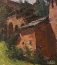 Летянин В.Ф. (1921 - 2009). Часовая башня Нижегородского кремля. 1985. Подарок делегатов XXVII съезда КПСС Музею А.М. Горького. Фрагмент. Фоторепродукция Татьяны Шепелевой
