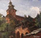 Летянин В.Ф. (1921 - 2009). Часовая башня Нижегородского кремля. 1985. Подарок делегатов XXVII съезда КПСС Музею А.М. Горького. Фрагмент. Фоторепродукция Татьяны Шепелевой