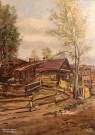 Радимова Т.П. (1916 - 2000). Дворик на Ковалихе (Флигель, где родился А.М. Горький, со стороны двора на фоне задней стены главного дома). Фрагмент. 1951.  Фото Татьяны Шепелевой