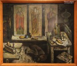 Кравченя О.С. (род. 1943). Эскиз к фильму ''Супруги Орловы''. Иконописная мастерская. 1977. Бумага, акварель. Фоторепродукция Татьяны Шепелевой 