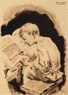 Соколов-Скаля П.П. (1899 - 1961) ''Детство''. Алёша читает Псалтырь. 1932. Бумага, тушь. Фоторепродукция Татьяны Шепелевой