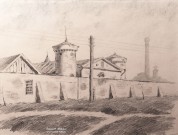 Успенский В.А. (1892 - 1956). Нижегородский острог (Вид со стороны Острожной площади). 1934. Бумага, автолитография. Фоторепродукция Татьяны Шепелевой