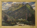 Рудольф Соснин. Долина. Река Баксан. 1987. Бумага, масло