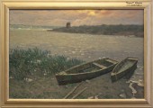 Рудольф Соснин. Лодки. Вечер. 2011. Картон, масло