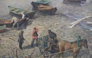 Рудольф Соснин. Большая вода на улице Рождественской. Фрагмент. 2017. Холст, масло