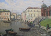 Рудольф Соснин. Большая вода на улице Рождественской. Фрагмент. 2017. Холст, масло