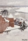 Александр Терентьев. Борисоглебская башня Нижегородского кремля. Ранняя весна. Бумага, акварель. 2017 г. Фото Татьяны Шепелевой