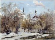 Валерий Хазов. Вид на церковь. Село Большое Болдино. 2017. Фоторепродукция Татьяны Шепелевой
