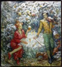 Сергей Родионов. Яблоки, снег и год собаки. Холст, масло. Фоторепродукция Татьяны Шепелевой