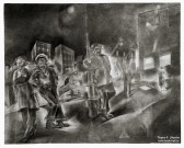 Василий Маслов. У фонаря. 1930-е. Бумага, карандаш. Из собрания НГХМ. Фоторепродукция Татьяны Шепелевой