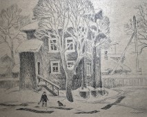 Дом на поселке Володарского, где жил Е.А. Евстигнеев. Рис. В.Г. Щелокова