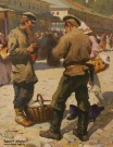 А.В. Маковский (1869 – 1924). На толкучке. Фрагмент. 1919. Вариант-повторение фрагмента картины «Базар в Плёсе» (1918, частное собрание). НГХМ. Фоторепродукция Татьяны Шепелевой