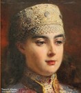 К.Е. Маковский (1839 – 1915). Боярышня. Фрагмент. Конец 1897. НГХМ . Фоторепродукция Татьяны Шепелевой