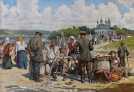 А.В. Маковский (1869 – 1924). Базарный день в приволжском городке. Фрагмент. 1919. Музей пейзажа, Плёс. Фоторепродукция Татьяны Шепелевой
