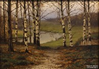 Волков Е.Е. (1844 – 1920). Золотая осень. Фрагмент. НГХМ. Фоторепродукция Татьяны Шепелевой