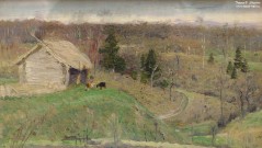 Нестеров М.В. (1862 – 1942). Весенний пейзаж. Фрагмент. 1890-е. Этюд к картине «Преподобный Сергий Радонежский» (1891 – 1899). НГХМ. Фоторепродукция Татьяны Шепелевой