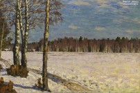 Петровичев П.И. (1874 – 1947). Зимний пейзаж. Фрагмент. Музей пейзажа. Плёс. Фоторепродукция Татьяны Шепелевой