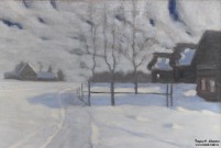 Бялыницкий-Бируля В.К. (1872 – 1957). Зима. Деревня. Лунная ночь. Фрагмент. Музей пейзажа. Плёс. Фоторепродукция Татьяны Шепелевой