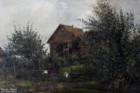 Каринская А.Н. (1871 – 1931). Летний пейзаж с прудом. Фрагмент. 1914. Музей пейзажа. Плёс. Фоторепродукция Татьяны Шепелевой