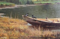 Судковский Р.Г. (1850 – 1885). Берег реки. Лодка. Фрагмент. 1881. Музей пейзажа. Плёс. Фоторепродукция Татьяны Шепелевой