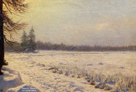 Иван Шультце. Зимний вечер. Фрагмент. 1912 г. Холст, масло. Фоторепродукция Татьяны Шепелевой