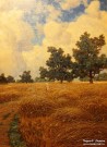 Иван Шультце. Дубы в хлебах. Фрагмент. 1917 г. Холст, масло. Фоторепродукция Татьяны Шепелевой