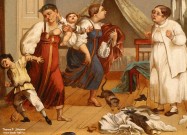 Неизвестный русский художник середины XIX века. Сборы на бал в купеческом доме. Фрагмент. 1840 – 1860-е годы. Холст, масло. МТ. Фоторепродукция Татьяны Шепелевой