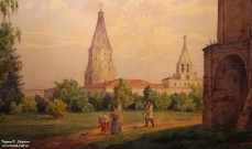 Корнеев А.Е.. Подмосковное село Коломенское. Фрагмент. 1851. Бумага, акварель. МТ. Фоторепродукция Татьяны Шепелевой
