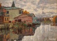 К.И. Горбатов. Дом на берегу реки. Фрагмент. 1921-22 гг. Фоторепродукция Татьяны Шепелевой