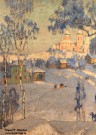 К.И. Горбатов. Зимний пейзаж с церковью. Фрагмент. 1925 г. Фоторепродукция Татьяны Шепелевой