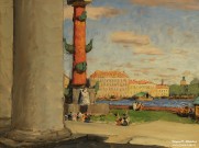 К.И. Горбатов. Пейзаж с ростральной колонной и видом на Неву. Фрагмент. 1922 г. (?) Фоторепродукция Татьяны Шепелевой
