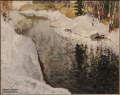 К.И. Горбатов. Весенний пейзаж. Фрагмент. 1920 г. (?) Бумага, акварель, белила, гуашь Фоторепродукция Татьяны Шепелевой