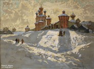 К.И. Горбатов. Троице-Сергиева лавра. Фрагмент. 1910-е гг. Бумага, картон, белила, гуашь Фоторепродукция Татьяны Шепелевой