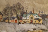 К.И. Горбатов. Провинция. Россия. Фрагмент. 1915 г. Картон, гуашь, белила, акварель Фоторепродукция Татьяны Шепелевой