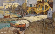 К.И. Горбатов. Рыбная ловля на Капри. Фрагмент. 1930 г. Картон, гуашь Фоторепродукция Татьяны Шепелевой
