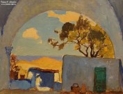 К.И. Горбатов. Восточный пейзаж. Вид из дворика. Палестина. Фрагмент. 1934-1935 гг.  Фоторепродукция Татьяны Шепелевой
