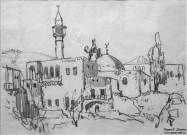 К.И. Горбатов. Пейзаж с мечетью. 1934-1935 гг. Бумага, графитный карандаш Фоторепродукция Татьяны Шепелевой
