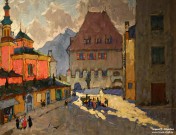 К.И. Горбатов. Халль. Вид улицы с церковью. Фрагмент. 1930-е гг. Фоторепродукция Татьяны Шепелевой