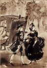 Т.А. Маврина. Иллюстрация к роману Анатоля Франса ''Харчевня королевы Гуселапы''. Беглецы у кареты. ''Иаиль отвела меня в сторону…''. 1936. Бумага, акварель, тушь, перо. Фоторепродукция Татьяны Шепелевой