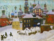 Т.А. Маврина. Загорск. 5 декабря 1957 года. Бумага, гуашь, акварель, белила, карандаш. Фоторепродукция Татьяны Шепелевой