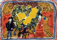 Т.А. Маврина. Посвящается Городцу. 30 июля 1968 года. Бумага, гуашь, белила. Фоторепродукция Татьяны Шепелевой