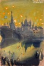 Т.А. Маврина. Салют на Москве-реке. 6 июля 1944 года. Бумага тонированная, акварель, гуашь, тушь. Фоторепродукция Татьяны Шепелевой