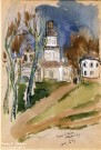 Т.А. Маврина. Церковь Троицы Живоначальной в селе Свиблово. 4 ноября 1942 года. Бумага, акварель, гуашь, тушь, белила. Фоторепродукция Татьяны Шепелевой