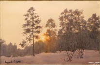 Сергей Андрияка. Кратово. Солнце садится. 2019. Бумага, акварель. Фоторепродукция Татьяны Шепелевой