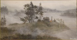 Сергей Андрияка. Валаам Сумерки. Никольский скит. 2008. Бумага, акварель. Фоторепродукция Татьяны Шепелевой
