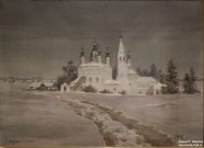 Сергей Андрияка. Великий Устюг. Церковь Дмитрия Солунского в Дымковской слободе. 2020. Бумага, акварель. Фоторепродукция Татьяны Шепелевой