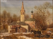 Сергей Андрияка. Весна в старом Суздале. Храм. 2014. Бумага, акварель. Фоторепродукция Татьяны Шепелевой