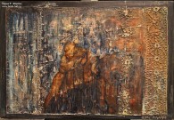 Лена Мальцева. Вышивальщица. Фрагмент. 2018. Фанера, холст, резьба, смешанная техника. Фоторепродукция Татьяны Шепелевой